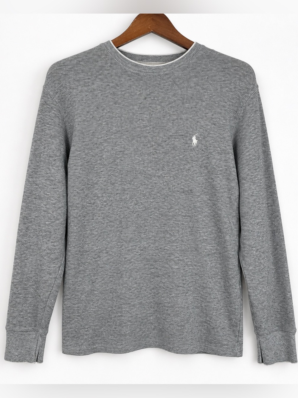 Polo Ralph Lauren Gray Waffle Thermal Long Sleeve Shirt M 100% Cotton